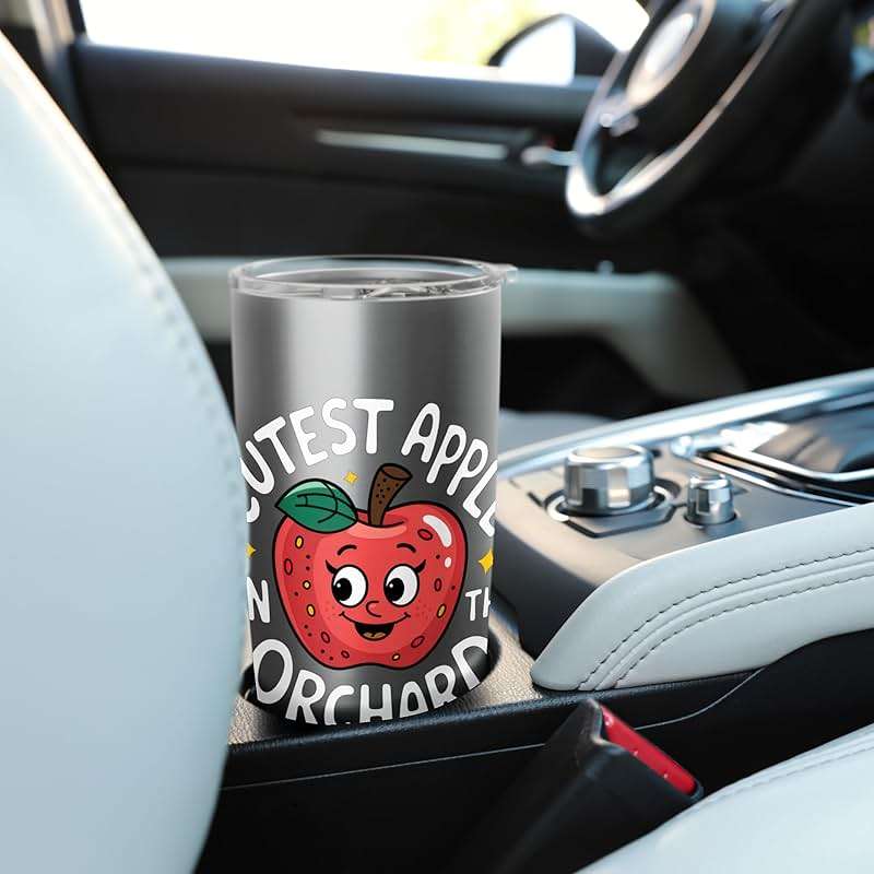 Cutest Apple In The Orchard Adorable Face Fun Joy Smiles Stainless Steel Insulated Tumbler - Image 2