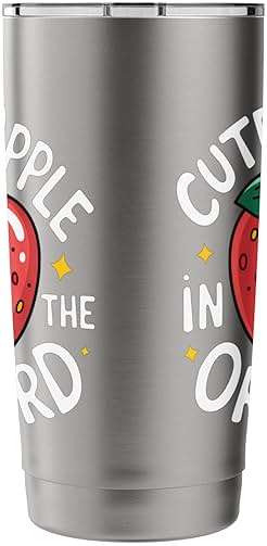 Cutest Apple In The Orchard Adorable Face Fun Joy Smiles Stainless Steel Insulated Tumbler - Image 3