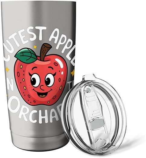 Cutest Apple In The Orchard Adorable Face Fun Joy Smiles Stainless Steel Insulated Tumbler - Image 6