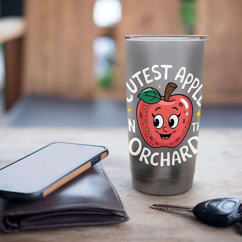 Cutest Apple In The Orchard Adorable Face Fun Joy Smiles Stainless Steel Insulated Tumbler - Image 7