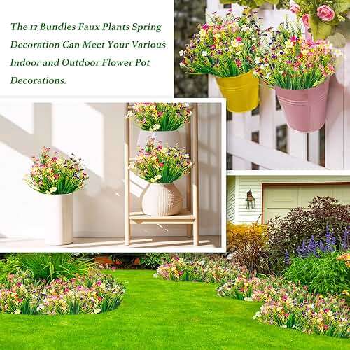 XYBGHFU 12 Bundles Artificial Outdoor Flowers Fake Silk Plants Spring Decoration Indoor Outside Hanging Plants UV Resistant Faux Flowers for Outdoor Planters Porch Window Box Garden - Image 5