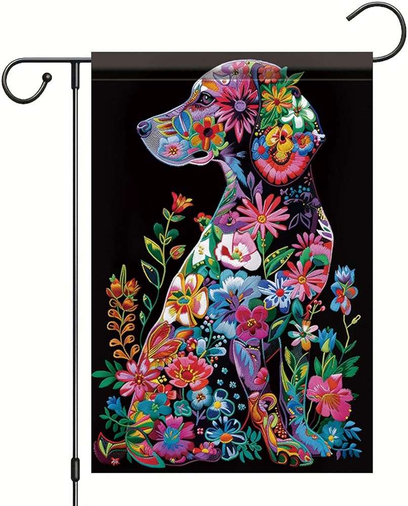 Welcome Spring Summer Golden Garden Flag 12x18 Double Sided Retriever Colorful Dog Garden Flag Floral Flower Garden Yard House Flags Outside Outdoor Summer Porch Lawn Decoration - Image 1