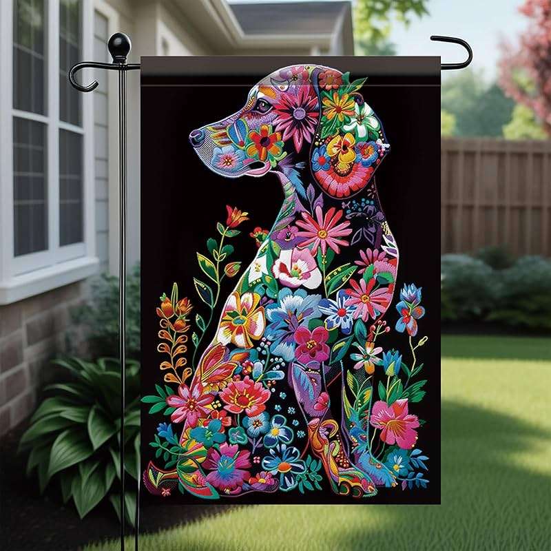 Welcome Spring Summer Golden Garden Flag 12x18 Double Sided Retriever Colorful Dog Garden Flag Floral Flower Garden Yard House Flags Outside Outdoor Summer Porch Lawn Decoration - Image 2