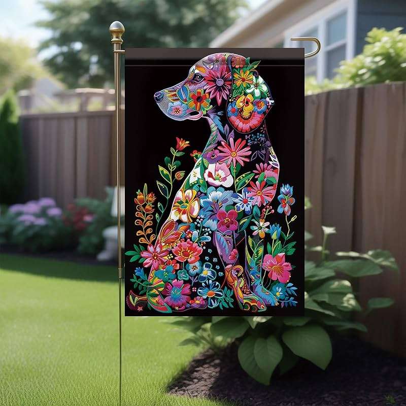 Welcome Spring Summer Golden Garden Flag 12x18 Double Sided Retriever Colorful Dog Garden Flag Floral Flower Garden Yard House Flags Outside Outdoor Summer Porch Lawn Decoration - Image 4