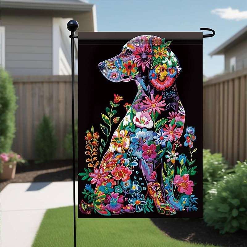 Welcome Spring Summer Golden Garden Flag 12x18 Double Sided Retriever Colorful Dog Garden Flag Floral Flower Garden Yard House Flags Outside Outdoor Summer Porch Lawn Decoration - Image 5