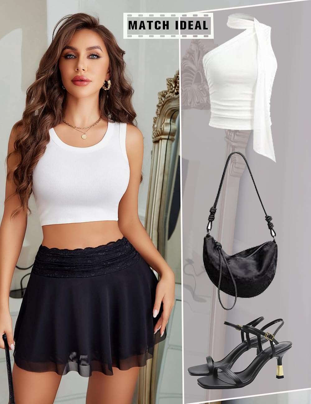 Avidlove Women's Pleated Mini Skirt Lace Mesh Layered Ruffled Lingerie Short Skirts - Image 5