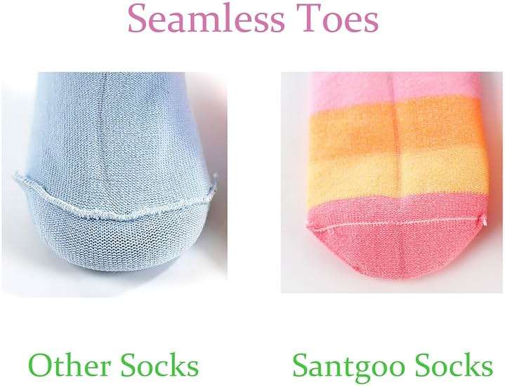 Girls Seamless Socks Rainbow Stripes Cotton Socks Kids Casual Athletic Socks For School - Image 3