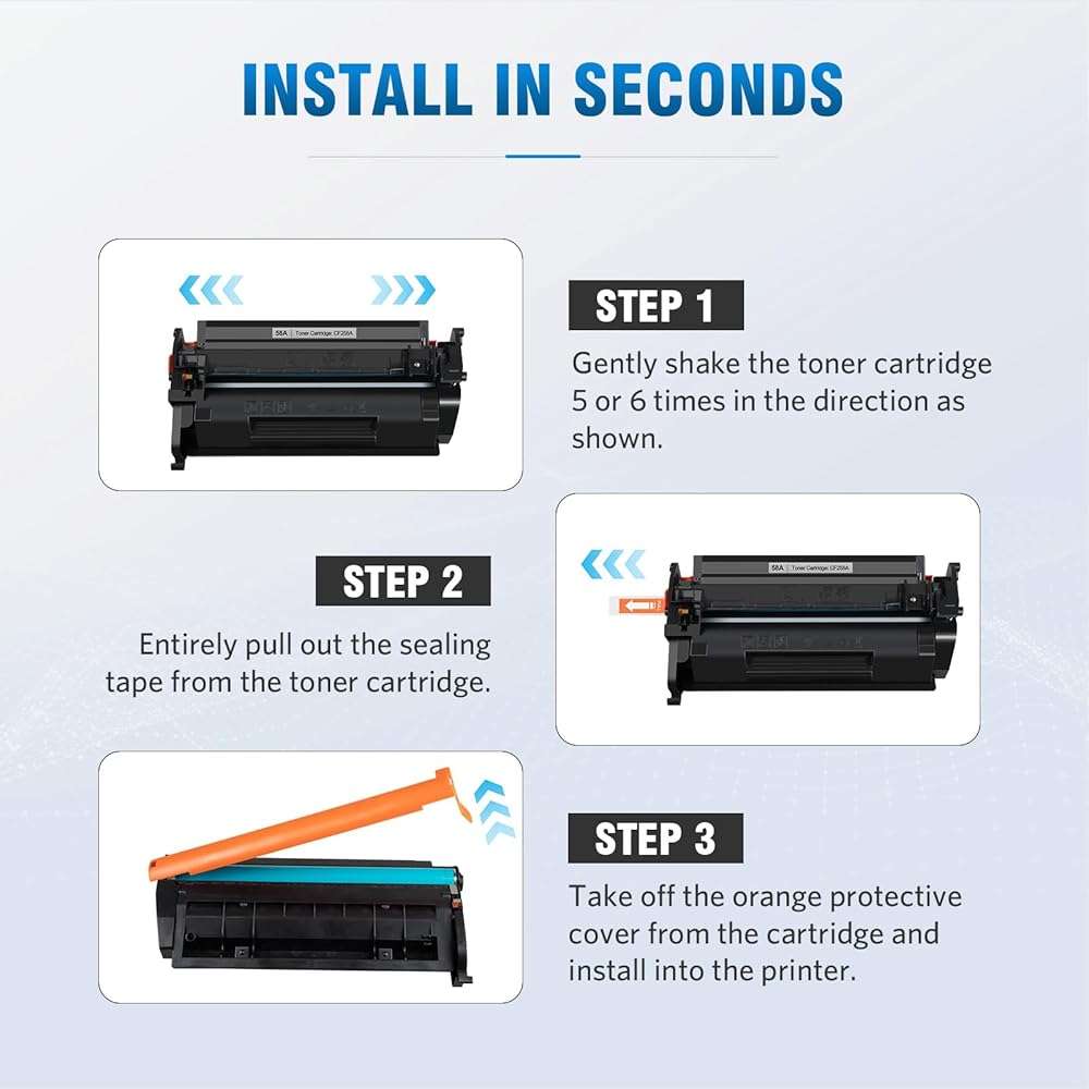58A Toner Cartridge Black (with chip) Compatible Replacement for HP 58A CF258A 58X CF258X Work with HP Laser MFP M428fdw M428fdn M428dw Pro M404n M404dn M404dw M406dn M430f M404 M428 Printer, 4-Pack - Image 5