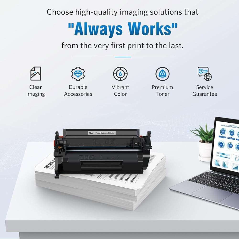 58A Toner Cartridge Black (with chip) Compatible Replacement for HP 58A CF258A 58X CF258X Work with HP Laser MFP M428fdw M428fdn M428dw Pro M404n M404dn M404dw M406dn M430f M404 M428 Printer, 4-Pack - Image 6