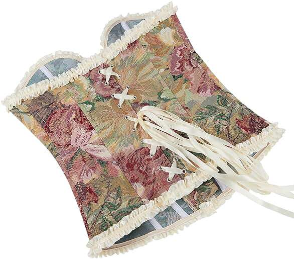 FGSS Women's Corset Top Bustier Renaissance - Vintage Lace Up Floral Print Corset Bodyshaper Boned Overbust - Image 7