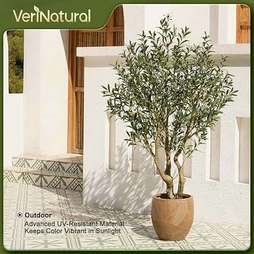 Verinatural Olive Tree Artificial Indoor 6ft - Large Fake Plants - Realistic Faux Olive Tree in Pot - Tall Artificial Plants for Home, Patio, Living Room, Office Decor,VN138 - Image 5
