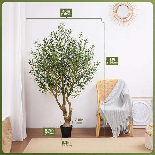 Verinatural Olive Tree Artificial Indoor 6ft - Large Fake Plants - Realistic Faux Olive Tree in Pot - Tall Artificial Plants for Home, Patio, Living Room, Office Decor,VN138 - Image 6