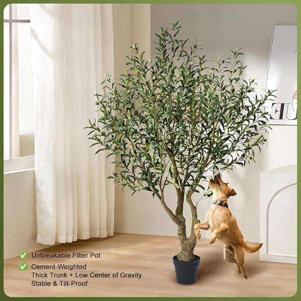 Verinatural Olive Tree Artificial Indoor 6ft - Large Fake Plants - Realistic Faux Olive Tree in Pot - Tall Artificial Plants for Home, Patio, Living Room, Office Decor,VN138 - Image 7