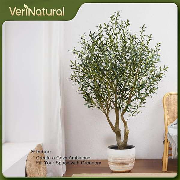 Verinatural Olive Tree Artificial Indoor 6ft - Large Fake Plants - Realistic Faux Olive Tree in Pot - Tall Artificial Plants for Home, Patio, Living Room, Office Decor,VN138 - Image 8