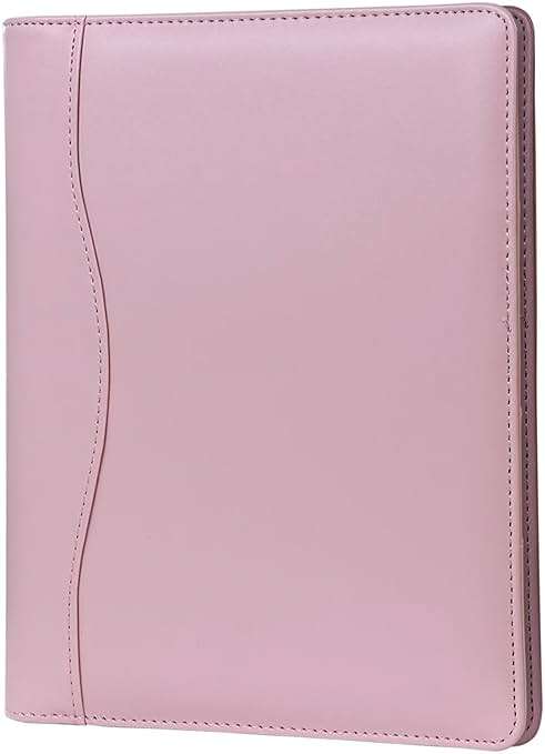 Leather Portfolio Binder 5 x 8, Mini Soft Leather Padfolio A5 Business Binder Legal Writing Pad Junior Size Document Organizer for Present Gift Kid Men Women Pink - Image 6