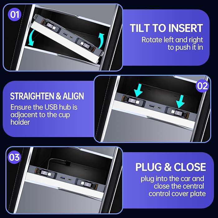 USB Hub for Tesla Model Y Juniper 2025 2026 Model 3 Highland 2024 2025 with Sliding Cover, 119W Multi Ports Fast Charger Waterproof Docking Station with Retractable Cables fit Center Console - Image 4