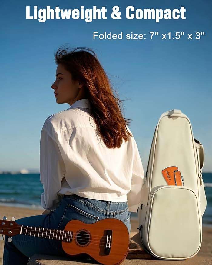 Musbeat Ukulele Stand, Foldable Ukelele Stand for Travel, Rabbit Shape Mahogany Wood Ukulele Holder for Concert Pineapple Soprano Tenor and Baritone, or Violin, Wooden Floor Ukele Holder for Home - Image 2