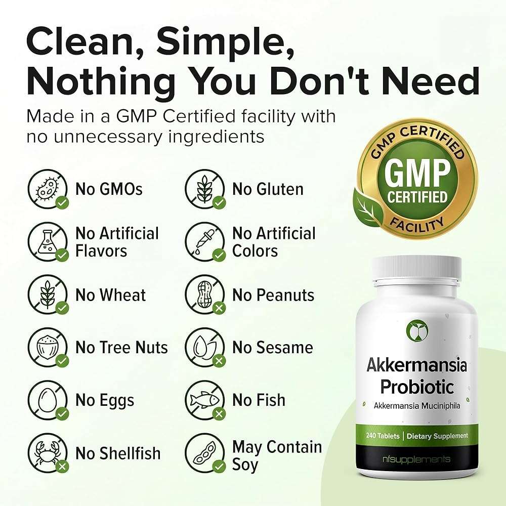 Akkermansia Muciniphila Probiotic 240 Tablets (4 Month Supply) - 100 Million AFU Researched Strain AKK11 - Supports Digestive Health & Gut Lining - GMP Certified (240, Akkermansia Muciniphila) - Image 3
