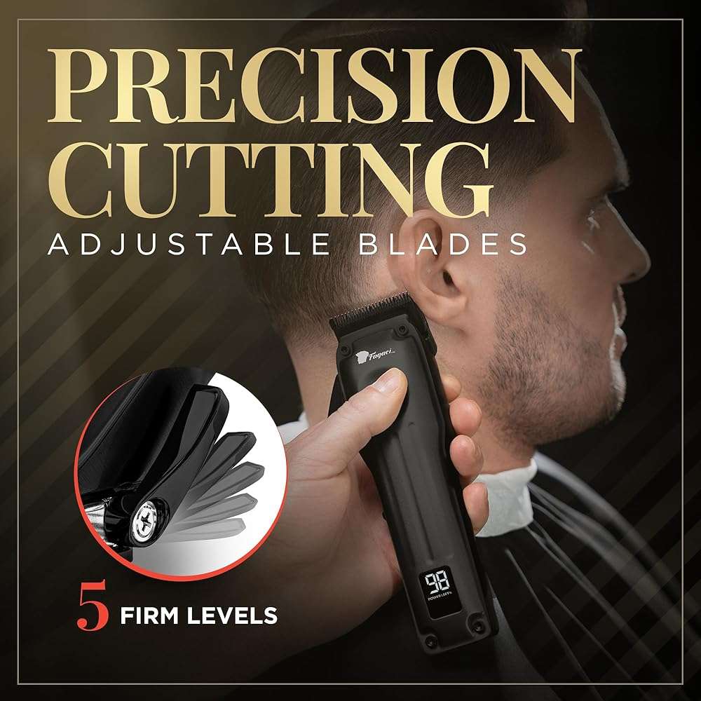 Fagaci Professional Hair Clippers for Men with Superior Precision, 5X Longer Sharpness Professional Barber Clippers Cordless with 2 Blades Fade & Taper, Brushless Motor Mens Hair Clipper Cordless Set - Image 5