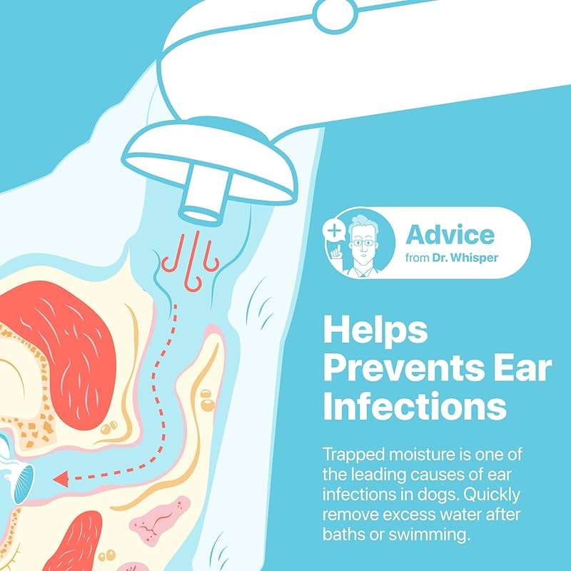 Whisper Pet Ear Pieces Ear Dryer | Remove Water, Dog Ear Infection Treatment, Dog Ear Cleaner, Alternative to Dog Ear Wipes | Dog Yeast Infection Treatment for Dogs | Zymox Ear Solution for Dogs - Image 3