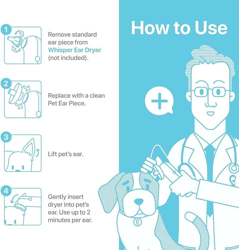 Whisper Pet Ear Pieces Ear Dryer | Remove Water, Dog Ear Infection Treatment, Dog Ear Cleaner, Alternative to Dog Ear Wipes | Dog Yeast Infection Treatment for Dogs | Zymox Ear Solution for Dogs - Image 4