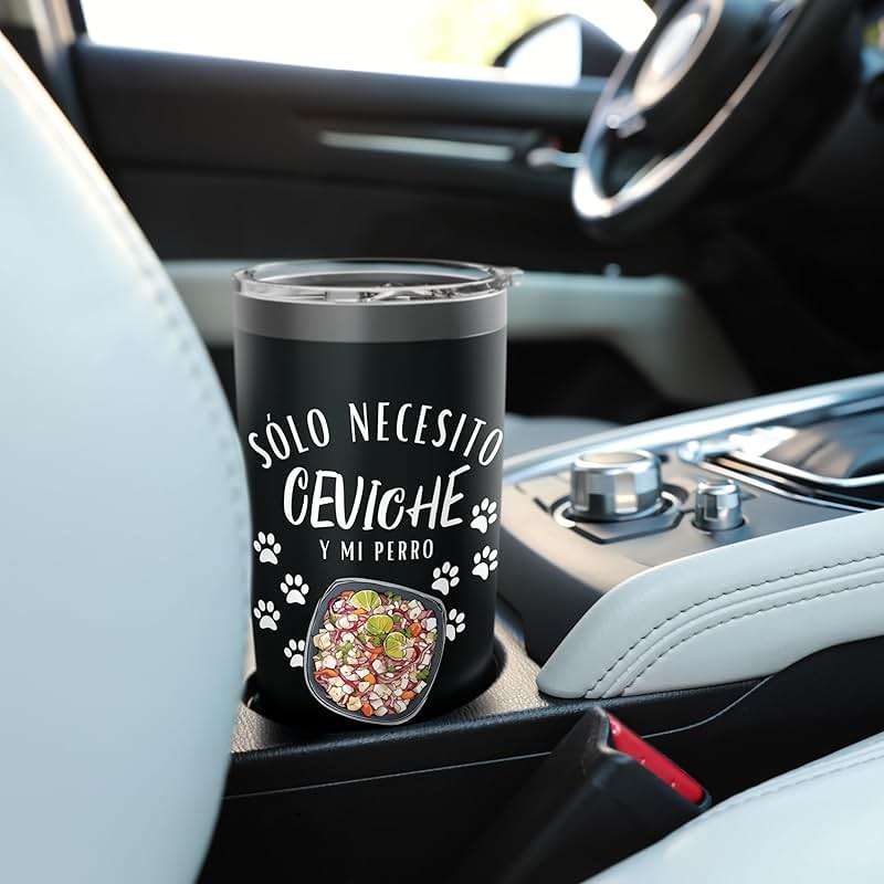 Peruvian Ceviche and Dog Lover Costume Ceviche and Dog Stainless Steel Insulated Tumbler - Image 2