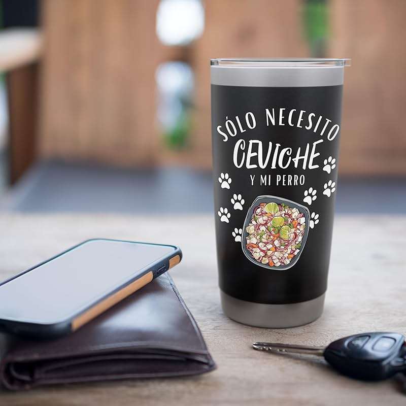 Peruvian Ceviche and Dog Lover Costume Ceviche and Dog Stainless Steel Insulated Tumbler - Image 7