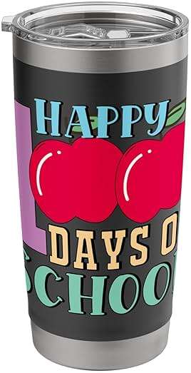 Happy 100 Days Of School Apple Celebration Stainless Steel Insulated Tumbler - Image 1