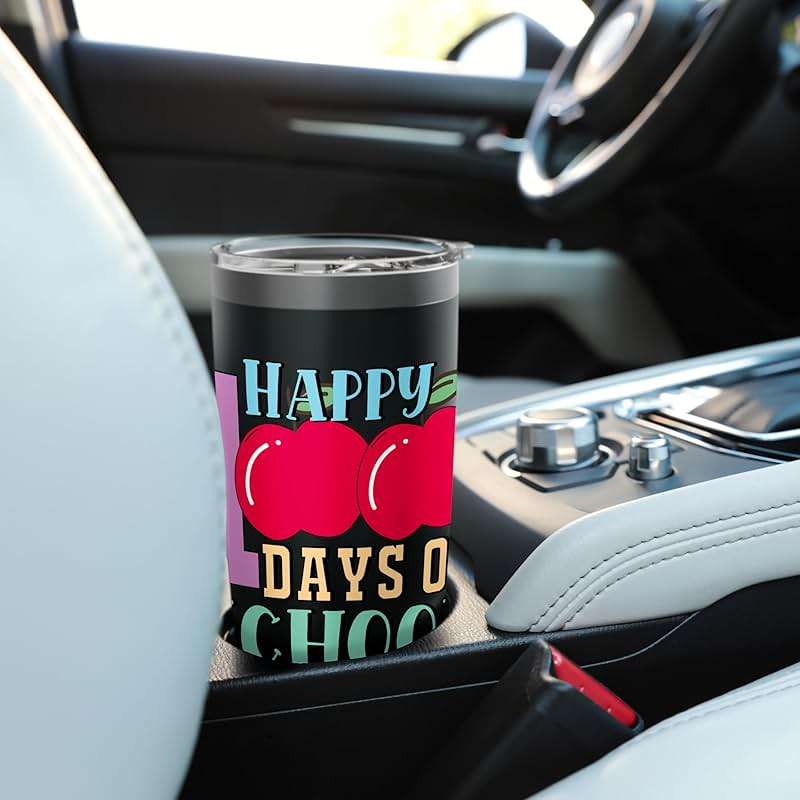 Happy 100 Days Of School Apple Celebration Stainless Steel Insulated Tumbler - Image 2