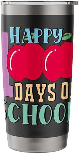 Happy 100 Days Of School Apple Celebration Stainless Steel Insulated Tumbler - Image 4