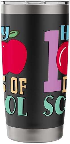 Happy 100 Days Of School Apple Celebration Stainless Steel Insulated Tumbler - Image 5