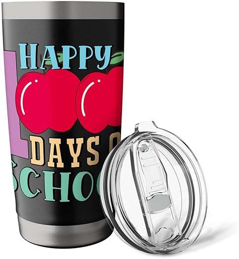 Happy 100 Days Of School Apple Celebration Stainless Steel Insulated Tumbler - Image 6