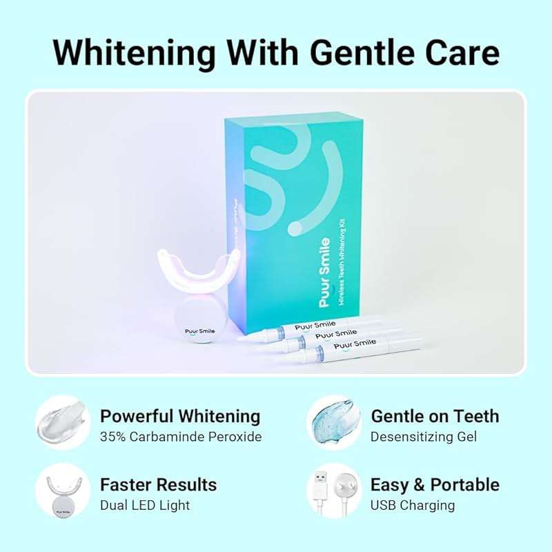 Puur Smile Teeth Whitening Kit – LED Light & Whitening Gel with Remineralization Syringes – Professional-Grade Whitening for Sensitive Teeth – Removes Stains from Coffee, Wine, & Smoking - Image 2