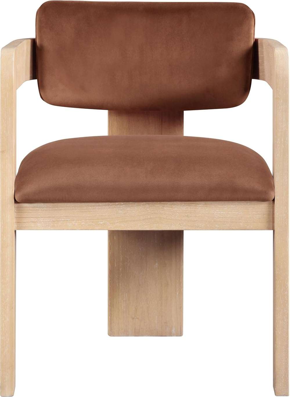 Meridian Furniture Sacha Collection Art Deco Dining Chair, Solid Fluted Wood, 22.5" W x 22" D x 31" H, Set of 2 (Cognac, Natural Finish, Velvet) - Image 5