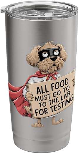 All Food Must Go to the Lab Funny Superhero Dog Stainless Steel Insulated Tumbler - Image 1