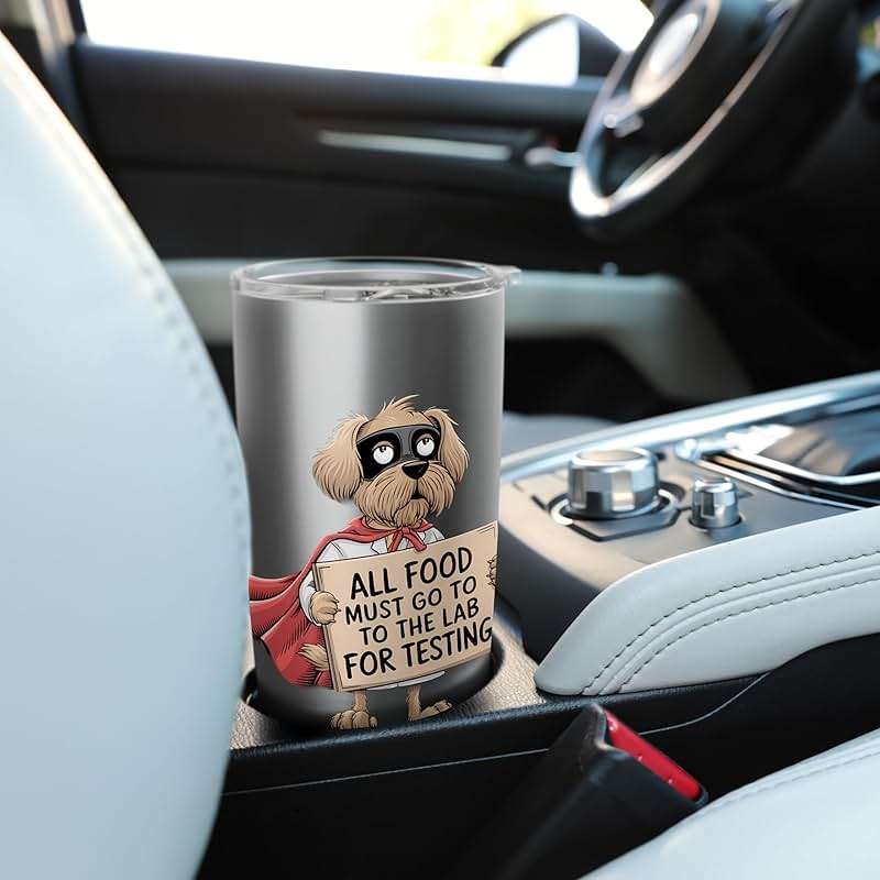 All Food Must Go to the Lab Funny Superhero Dog Stainless Steel Insulated Tumbler - Image 2
