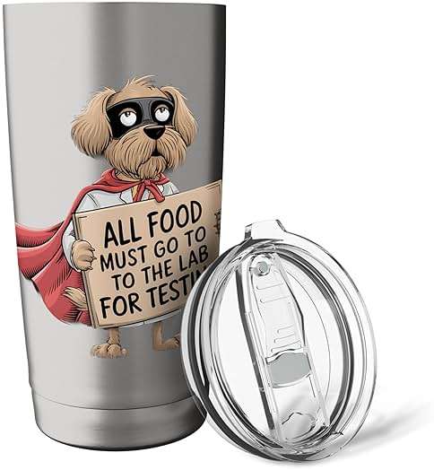 All Food Must Go to the Lab Funny Superhero Dog Stainless Steel Insulated Tumbler - Image 6