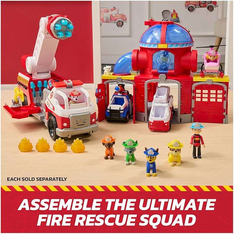 Paw Patrol Fire Rescue: Marshall Rescue Fire Engine with Action Figure & Projectile Launcher & Toy Truck, Kids Toys for Boys & Girls Ages 3 and Up - Image 8