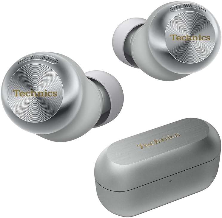 Technics Reference Class Hi-Fi Wireless Ear Buds, Dolby Atmos with Head Tracking, Adaptive Noise Cancelling, 3 Device Multipoint, 10-Hr Battery, Wireless Charging, Improved Fit, EAH-AZ100-S(Silver) - Image 1