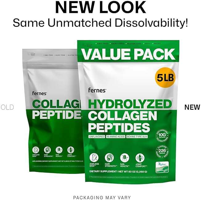 Fernes Collagen Powder for Women Men (5LB) Type I & III Flavorless & Odorless Easy-Mix Hydrolyzed Peptan Protein Peptides Joint Hair Skin & Nail Support Gluten-Free Non-GMO Keto Paleo Grass-Fed Kosher - Image 9