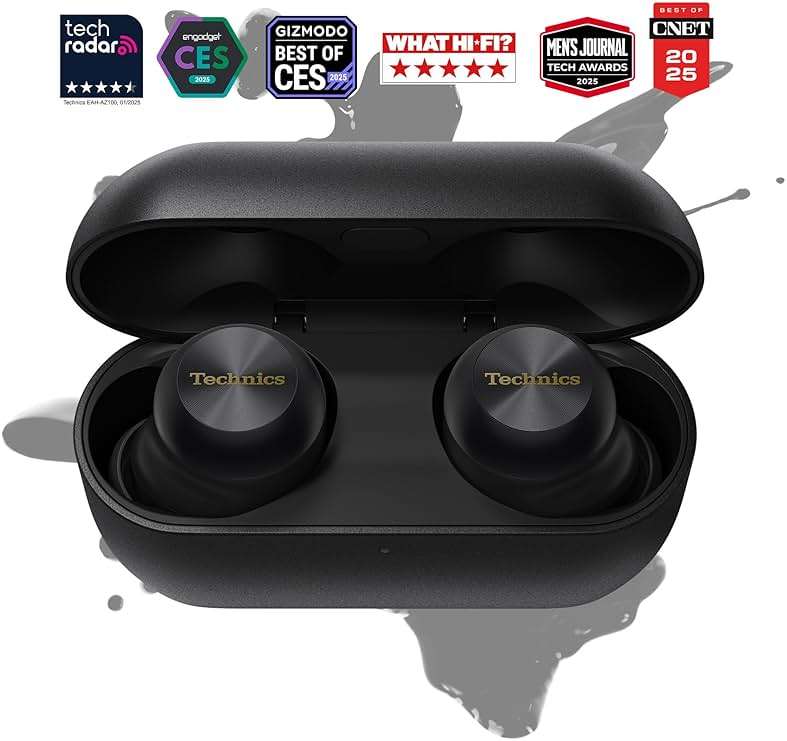 Technics Reference Class Hi-Fi Wireless Ear Buds, Dolby Atmos with Head Tracking, Adaptive Noise Cancelling, 3 Device Multipoint, 10-Hr Battery, Wireless Charging, Improved Fit, EAH-AZ100-K(Black) - Image 2