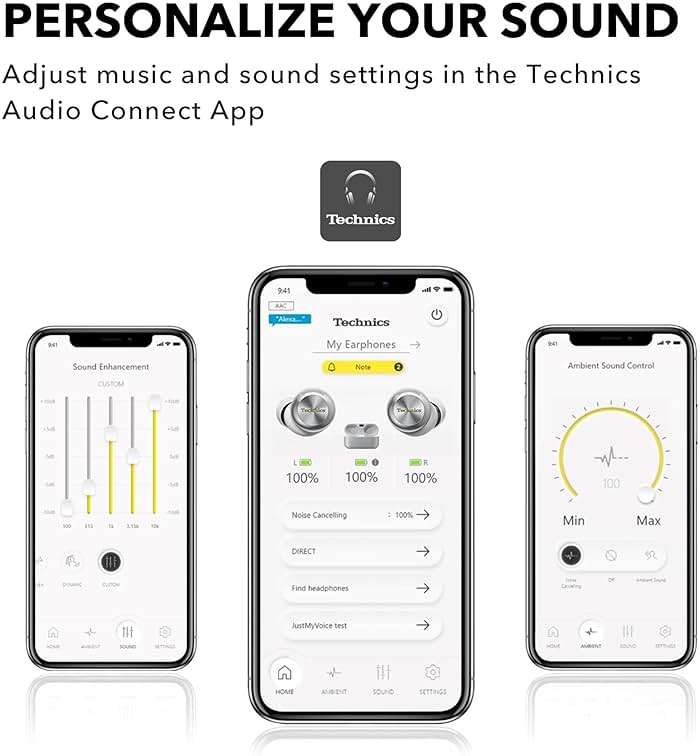Technics Reference Class Hi-Fi Wireless Ear Buds, Dolby Atmos with Head Tracking, Adaptive Noise Cancelling, 3 Device Multipoint, 10-Hr Battery, Wireless Charging, Improved Fit, EAH-AZ100-K(Black) - Image 10