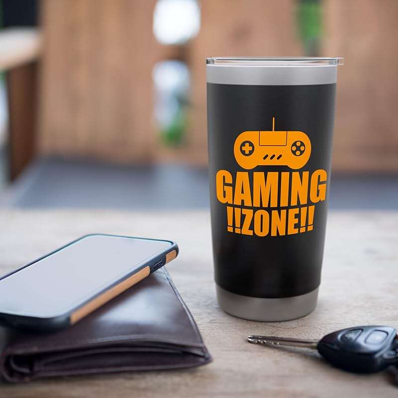 Gaming Zone Funny Gamer Men Boys Kids Stainless Steel Insulated Tumbler - Image 7