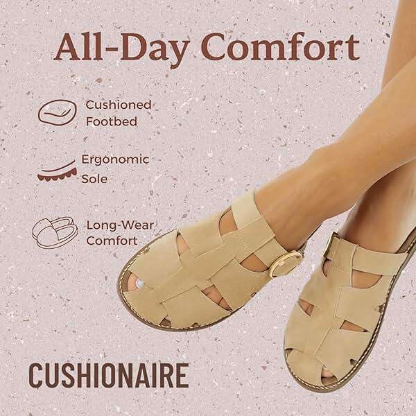 CUSHIONAIRE Benson Fisherman Sandals for Women – Suede Slip On Closed Toe Womens Clogs with Memory Foam Cork Footbed and Arch Support - Image 3