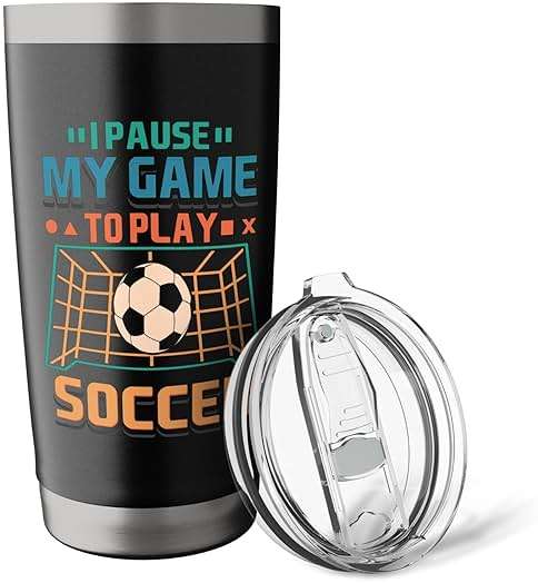 Pause My Game To Play Soccer Funny Quote Gamer Soccer Gaming Stainless Steel Insulated Tumbler - Image 6