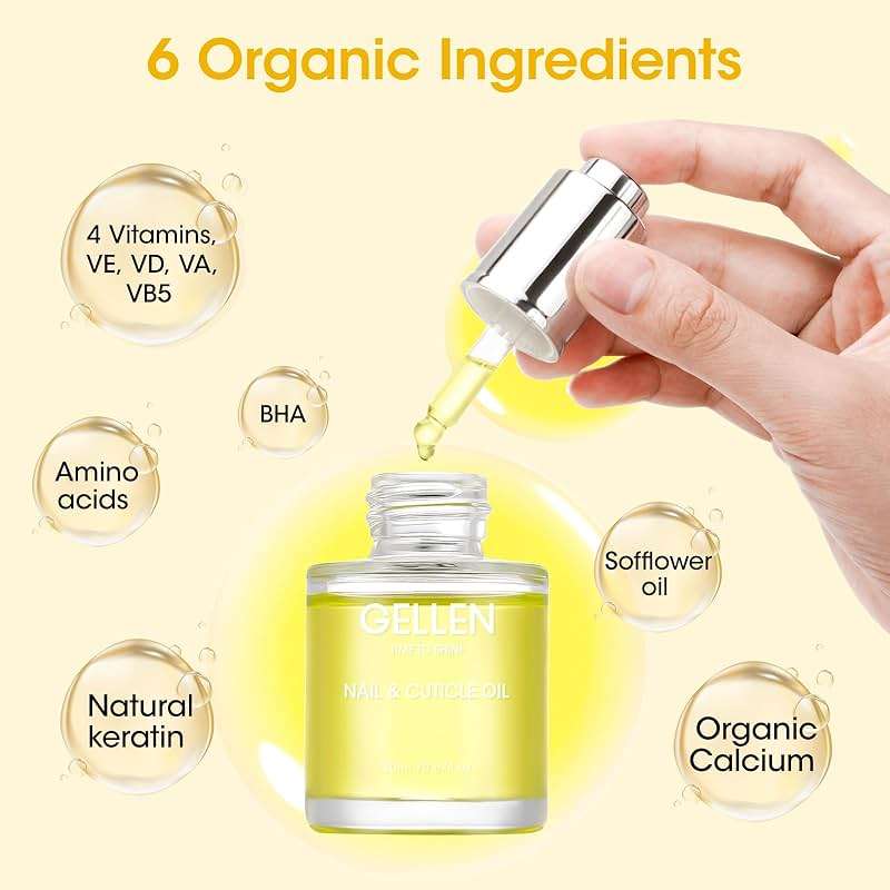 GELLEN Nail Growth Oil, Nail Cuticle Oil for Growth and Strength, Vitamin E Natural Keratin Cuticle Nails Treatment for Hydrating, Nourishing, Strengthening, Repairing, 0.68 Oz - Image 2