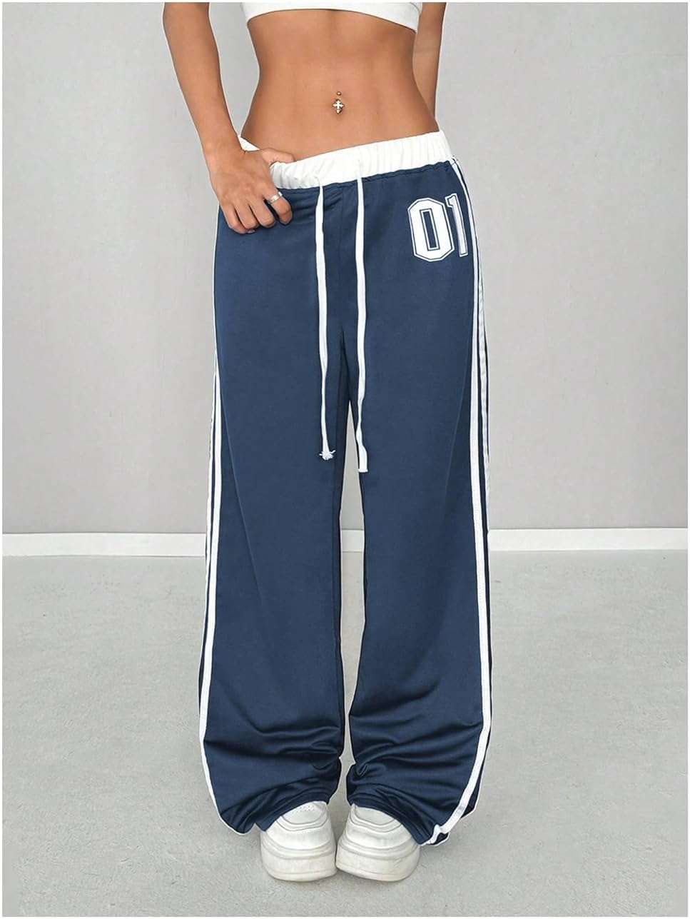 SOLY HUX Women's Baggy Sweatpants Wide Leg Ed Hardy Sweatpant Y2k Drawstring Pants Streetwear - Image 4