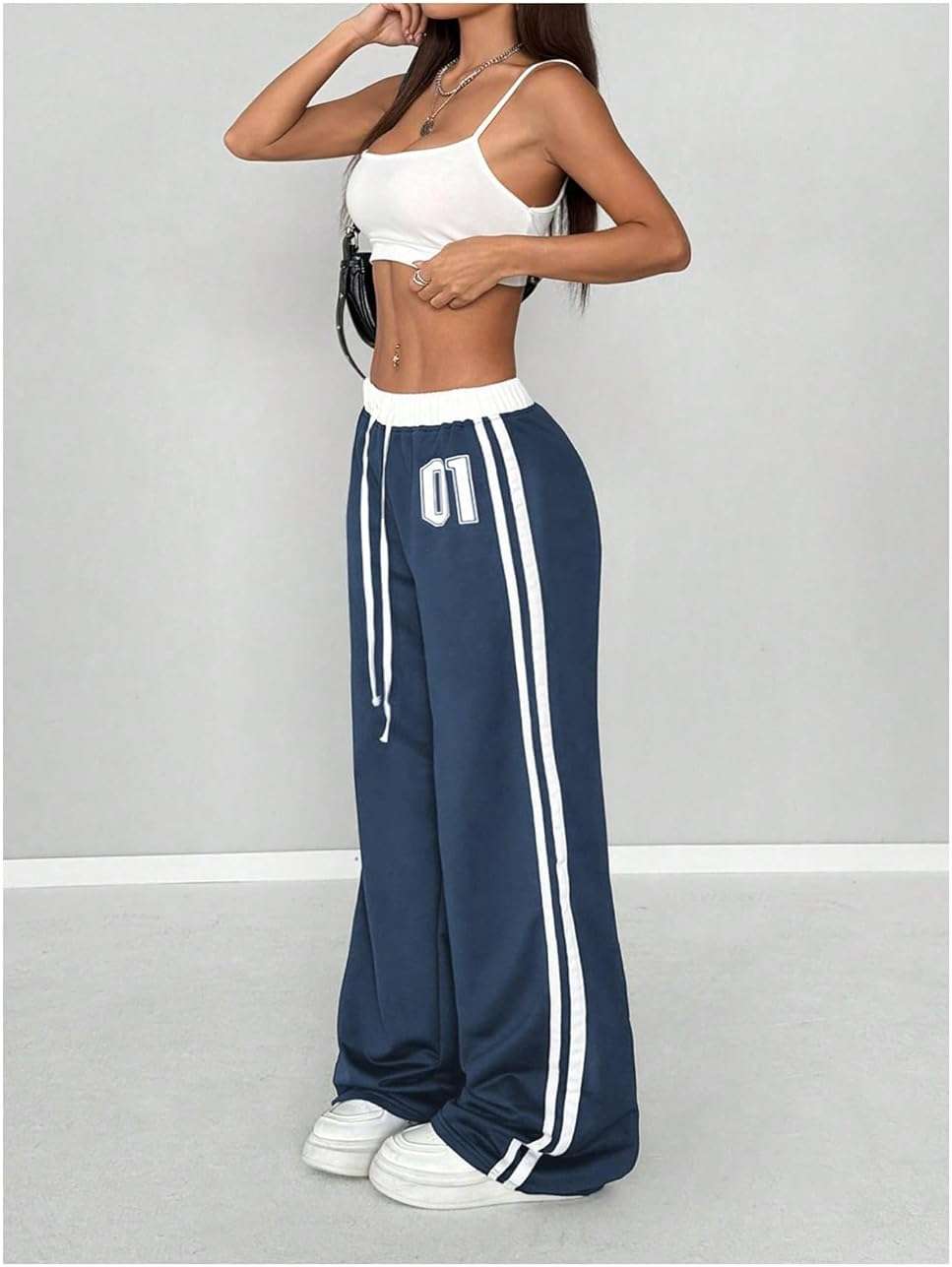 SOLY HUX Women's Baggy Sweatpants Wide Leg Ed Hardy Sweatpant Y2k Drawstring Pants Streetwear - Image 5