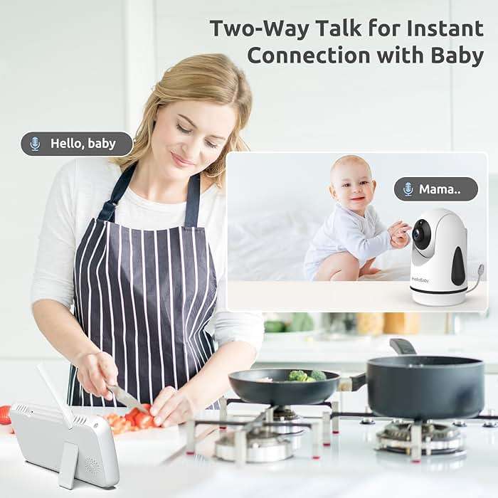 HelloBaby Video Baby Monitor with Upgraded 6” IPS Large Screen, Split Screen with 2 Cameras, Night Vision and Temprature Monitoring, Remote Pan-Tilt-Zoom Camera, No-WiFi - Image 5
