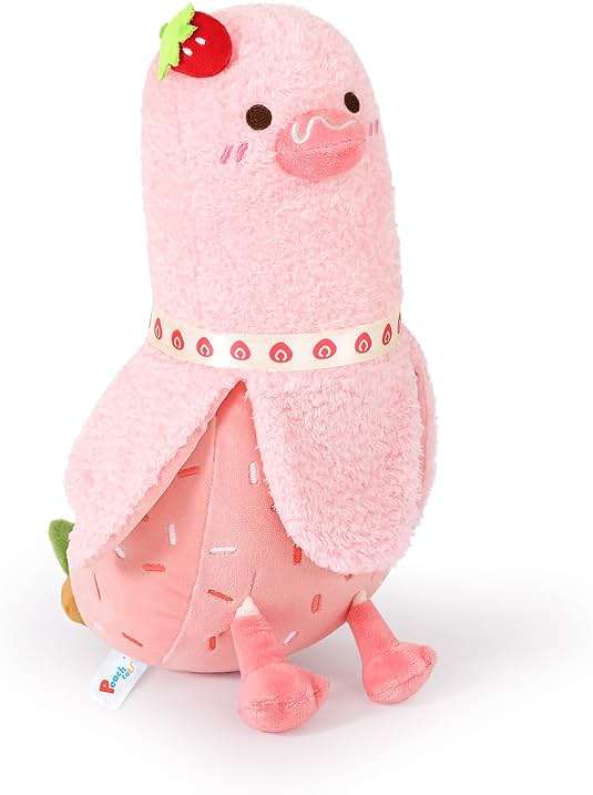 PEACH CAT Strawberry Cake Banana Duck Plush Pillow with Cream Candy Body Plushies Toy Cute Stuffed Animals Gifts for Kids Pink 19.7" - Image 1